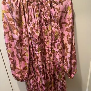 Ulla Johnson Floral Pink Long Sleeve Dress